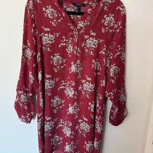 Forever 21 Red Cuffed Sleeve Midi Dress